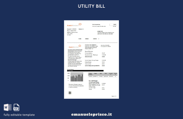 stile verificato Modello di bolletta delle utenze USA Texas Ambit Energy